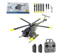 C189 MD500 helicoptere telecommande - Hélicoptère monorotor RTF 4 canaux au 1/28 avec gyroscope 6 axes et moteur sans balais, ajout d'un positionnement optique pour adultes(Vert de l'armée/2 batterie)