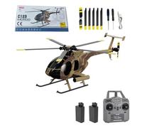 C189 MD500 helicoptere telecommande - Hélicoptère monorotor RTF 4 canaux au 1/28 avec gyroscope 6 axes et moteur sans balais, ajout d'un positionnement optique pour adultes(Camouflage/2 batterie)