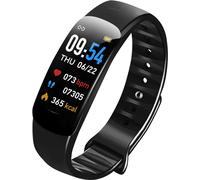 C1plus bracelet intelligent multifonctions Bluetooth avec écran couleur, IP67 étanche | podomètre | surveillance de la fréquence cardiaque | rappel d'appel, noir