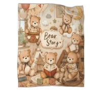 C1Q3M5T7 Plaid Enfant Ours Histoire Microfibre Doux déco Chambre | 50x60inchmicrofibre toucher peluche chaleur légère canapé lit chambre bébé motif 3D ourson cadeau enfant