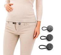 C2 Lot de 3 Extensions de Bouton pour Pantalons de Maternité - Noir - Ajoute Jusqu'à 3cm / 1,18in à la Taille - Bouton 15,3mm / 0,6in (24L) - Extensions de Taille de Grossesse, sans Couture