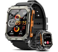 C20PRO Montre Connectée Homme avec Appels Bluetooth Assistant Vocal, 1,83'' Sport Smartwatch Militaire, 123 Modes Sportifs, Jaune