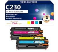 C230 Cartouche de Toner Haute Capacité 006R04391 006R04392 006R04393 006R04394 pour Xerox C230 et C235 Imprimantes, Impressions Nettes, 2000 Pages,BCMY-1 Set