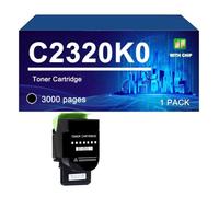 C2320K0 C2320C0 C2320M0 C2320Y0 Cartouches De Toner Compatibles avec pour Lexmark C2325 MC2325 C2425 MC2425 MC2535 Et MC2640,Black-1 Pack