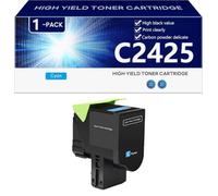 C2425 Cartouche de Toner Compatible pour Lexmark C2325 MC2325 C2425 MC2425 MC2535 MC2640 Imprimantes, Haute Capacité 6000 Pages, Installation Facile,Cyan-1 Pack