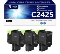 C2425 Cartouche de Toner Compatible pour Lexmark C2325 MC2325 C2425 MC2425 MC2535 MC2640 Imprimantes, Haute Capacité 6000 Pages, Impression Nette,Black-3 Pack