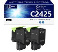 C2425 Cartouche de Toner Compatible pour Lexmark C2325 MC2325 C2425 MC2425 MC2535 MC2640 Imprimantes, Haute Capacité 6000 Pages, Installation Facile,Black-2 Pack