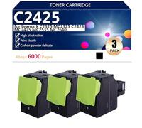 C2425 Cartouches de Toner Compatibles pour Lexmark C2325 MC2325 C2425 MC2425 MC2535 MC2640 Imprimantes, Impression Nette, Haut Rendement 6000 Pages,3*Black