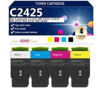 C2425 Cartouches de Toner Compatibles pour Lexmark C2325 MC2325 C2425 MC2425 MC2535 MC2640 Imprimantes, Haute Capacité 6000 Pages, Installation Facile,BCMY-1 Set