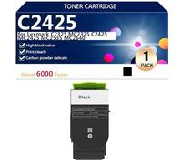 C2425 Cartouches de Toner pour Lexmark C2325 MC2325 C2425 MC2425 MC2535 MC2640 Imprimantes, Imprimantes pour Écoles, Hôpitaux et Banques, 6000 Pages,Black-1 Pack