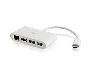 C2G 82409 hub & concentrateur USB 3.0 (3.1 Gen 1) Type-C 5000 Mbit/s Blanc - Hubs & concentrateurs (USB 3.0 (3.1 Gen 1) Type-C, RJ-45,USB 3.0 (3.1 Gen 1) Type-A, 5000 Mbit/s, Blanc, PVC, RoHS, CE)