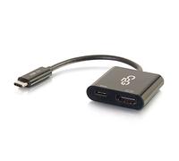 C2G Adaptateur de Charge USB-C mâle vers HDMI Femelle et USB-C Femelle, Noir