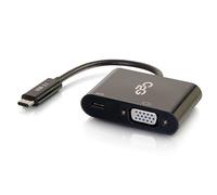 C2G Adaptateur de Charge USB-C vers VGA et USB-C Noir, USB C vers VGA pour Ordinateurs Portables Mac et Lenovo