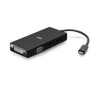 C2G Adaptateur multiport USB-C®, Adaptateur vidéo 4 en 1 avec HDMI®, DisplayPort™, DVI et VGA - 4K 60Hz Compatible avec MacBook Pro/Air, iPad Pro/Air, Galaxy, Surface Pro, XPS etc.