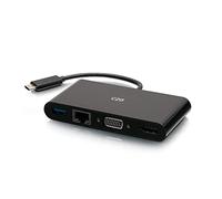 C2G Adaptateur USB-C vers HDMI VGA RJ45 – Noir – Compatible MacBook/iPad/Galaxy/Surface/XPS
