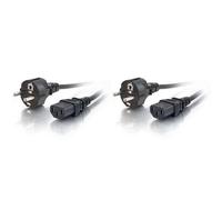 C2G Câble d'alimentation de 2M (IEC320C13 à CEE 7/7 Schuko) 6 pi Convient pour PC, Moniteurs, Appareils électroménagers. Cordon d'alimentation, Noir (Lot de 2)