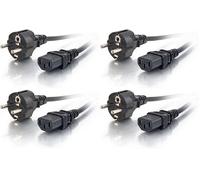 C2G Câble d'alimentation de 5M (IEC320C13 à CEE 7/7 Schuko) 15 pi Convient pour PC, Moniteurs, Appareils électroménagers. Cordon d'alimentation, Noir (Lot de 4)