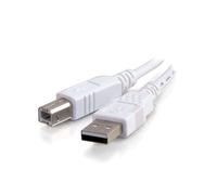 C2G Câble USB 2.0 A/B 3m Blanc - Connecteurs Mâle/Mâle - Spécification USB 2.0 - Référence 81562