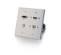 C2G/Cables to Go 39703 HDMI, VGA, 3,5 mm et USB Pass Through Double Gang Plaque Murale, Aluminium