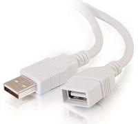 C2G Longueur 3 m USB 2.0 A mâle vers A femelle, couleur blanche - câble USB (couleur blanche, USB A, USB A, mâle/femelle, blanc)