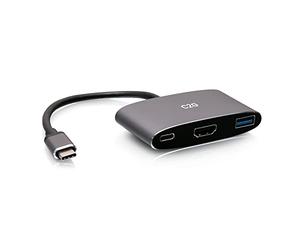 C2G Mini Station d'accueil USB C 3 en 1 avec Chargement HDMI, USB-A et USB-C, Puissance jusqu'à 100 W, résolution 4K @ 60 Hz