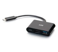 C2G Mini station d'accueil USB-C 3 en 1 avec HDMI, USB-A et USB-C, alimentation électrique jusqu'à 60 W - 4K 30 Hz