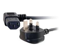 C2G Universal Power Cord - Câble d'alimentation - BS 1363 (M) pour power IEC 60320 C13 - 2 m - moulé, connecteur à 90 ° - noir Noir G