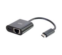 C2G USB C to Ethernet Adapter With Power Delivery - Black - Adaptateur réseau - USB-C - Gigabit Ethernet x 1 - noir