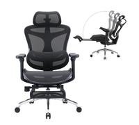 C300 JT Chaise ergonomique - Accoudoirs 3D,Soutien lombaire auto-ajustable,Mécanisme bascule intelligent,Dossier maille,Repose-pieds,Noir