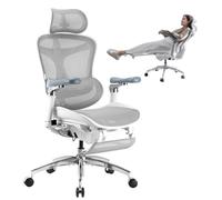 C300 PRO JT Chaise ergonomique - Accoudoirs 5D,Soutien lombaire auto-ajustable,Dossier maille,150kg max,Repose-pieds,Blanc