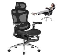 C300 PRO JT Chaise ergonomique - Accoudoirs 5D,Soutien lombaire auto-ajustable,Dossier maille,150kg max,Repose-pieds,Noir
