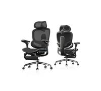 SIHOO C300 V2 Chaise de Bureau Ergonomique, Soutien Lombaire, 8D Accoudoirs Réglables, Maille, Repose-pieds, Noir