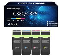 C320 C325 Cartouches de Toner Haute Capacité Compatibles avec Les Références 006R04823 006R04820 006R04821 006R04822 pour Xerox C320/C325 Imprimantes,Color-4 Pack