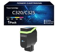 C320 C325 Cartouches de Toner Haute Capacité Compatibles avec Les Références 006R04823 006R04820 006R04821 006R04822 pour Xerox C320/C325 Imprimantes,Cyan-1 Pack