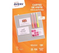 [C32010-14.FR] Avery Bte de 250 Cartes de Visite Bords Micro Perforés 85x54mm...