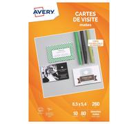 Avery Cartes de visite C32015 – 80 cartes 85 x 54 mm mattes 260 g/m² bords lisses