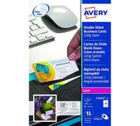 Avery Pochette 250 cartes de visite C32025-25 – 85x54 mm, 220 g/m², recto/verso, coins arrondis