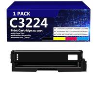 C3224 Cartouches de Toner pour Lexmark C3210K0 C3210C0 C3210Y0 C3210M0, Black/Cyan/Magenta/Yellow, Cartouches de Toner Multi-Pack pour Lexmark C3326DW C3426DW C3224DW Imprimante,Black-2000 Pages