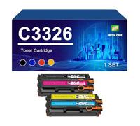 C3326 Cartouche De Toner Compatible pour Lexmark C3326dw MC3326, avec Puce | C3326dw MC3326 C3326 Remplacement des cartouches de toner, Rendement jusqu'à 3000/ 2500 pages,4 colors-1 Set