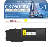 C3760DN Cartouche de Toner de Remplacement Compatible 331-8429 331-8432 331-8431 331-8430 pour Dell C3765dnf C3760dn C3760n Imprimante, Haute capacité 11 000 pages, Installation Facile,Yellow-1 pack