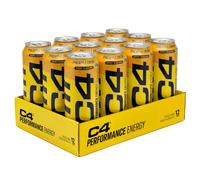 C4 Performance Boissons énergisantes Pineapple Crush 500 ml (lot de 12) | Boisson énergisante sans sucre contenant 160 mg de caféine, 250 mg de bétaïne et 1050 mg de taurine