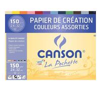 Canson Pochette papier création 24 x 32 cm - 12 feuilles 150 g/m² couleurs assorties