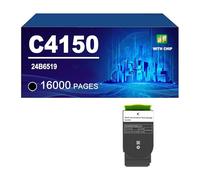 C4150 Cartouche De Toner Compatible pour Lexmark 24B6519, 24B6516, 24B6517 Et 24B6518 Fonctionne avec L'imprimante C4150, Rendement Jusqu'à 16 000/10 000 Pages,Black-1 Pack