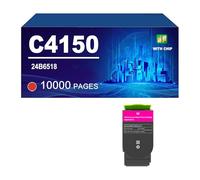 C4150 Cartouche De Toner Compatible pour Lexmark 24B6519, 24B6516, 24B6517 Et 24B6518 Fonctionne avec L'imprimante C4150, Rendement Jusqu'à 16 000/10 000 Pages,Magenta-1 Pack