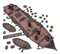 C4Labs Grand bateau D&D | 63,5 cm de long | Pleine couleur sur bois | Modulaire | Deck supérieur et inférieur | Terrain de combat de 2,5 cm | DND Pathfinder TTRPG Original