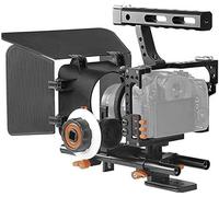 C500 Aluminum Alloy Camera Camcorder Video Cage Rig Kit Film Making System W/Matte Box + Follow Focus + Handle + Rod For Gh4 Replacement For A7S/A7/A7R/A7Rii/A7Sii/A7Iv Ildc Mirrorless Camer[Z3412]
