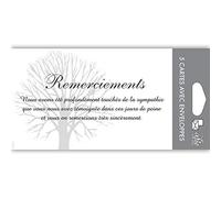 AFIE C5211 Remerciements Condoléances - Lot de 5 Cartes Identiques et Enveloppes Blanches - Format 9x14 cm - Texte Sympathie Témoignée Peine Décès Obsèques Funérailles Deuil - Fabriquées en France