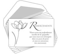 AFIE C5251 Remerciements Condoléances Lot 5 Cartes identiques + 5 Enveloppes Blanches Format 9x14cm Texte Sympathie témoignée Peine Décès Obsèques Deuil Fleur Tulipe Pochette Grise Fabriqué en France