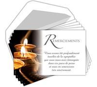 C5252X4 LOT 20 Cartes Remerciements Condoléances identiques + 20 Enveloppes Blanches Format 9x14cm - Deuil Décès Obsèques Enterrement Funérailles - Papier Mat de Qualité - Fabriquées en France