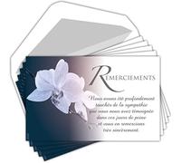 AFIE C5263X4 LOT 20 Cartes Remerciements Condoléances identiques + 20 Enveloppes Blanches Format 9x14cm - Deuil Décès Obsèques Enterrement Funérailles - Papier Mat de Qualité - Fabriquées en France